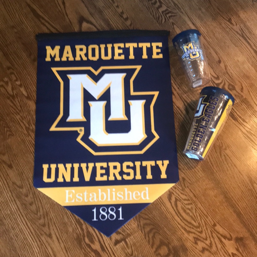 Authentic Marquette tervis tumblers and flag